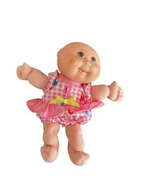 Vintage 1995 Cabbage Patch Kids Mini Baby Figure - Pink Alphabet Gingham